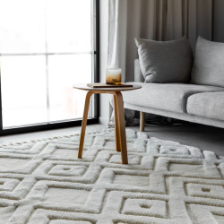 Tapis rectangulaire blanc style bohème en laine 230cm OTHMAN