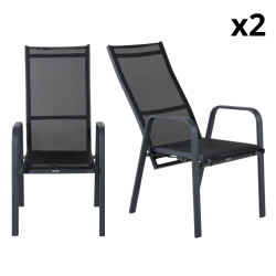 Lot de 2 chaises de jardin haut dossier ELEA