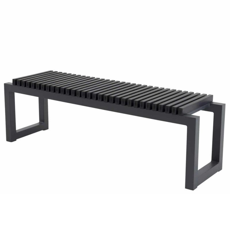 Banc d'extérieur noir moderne en bois et métal HEROS