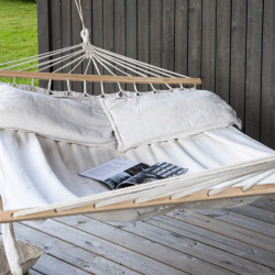 Hamac 2 personnes avec coussins en tissu beige GARDELO