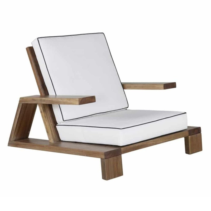 Fauteuil design extérieur en bois massif avec coussin PHUKET