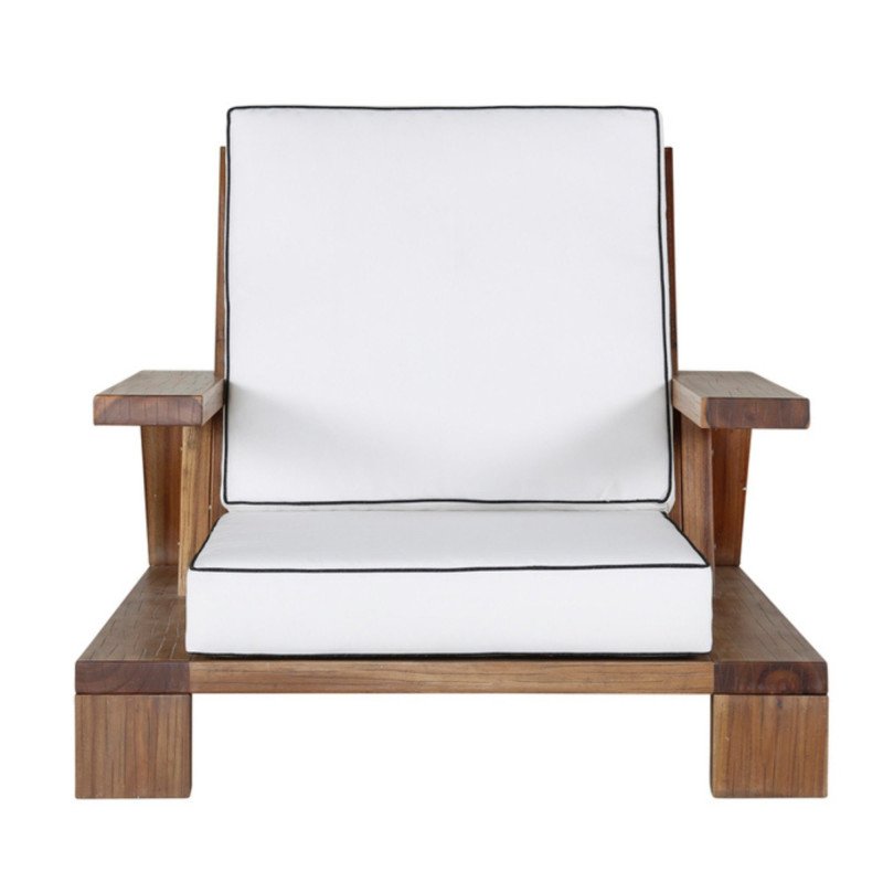 Fauteuil design extérieur en bois massif avec coussin PHUKET