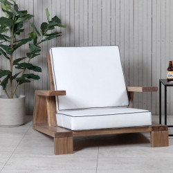 Fauteuil design extérieur en bois massif avec coussin PHUKET