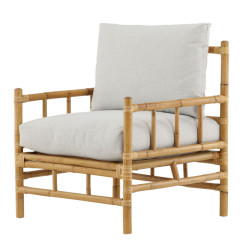 Fauteuil extérieur en bambou avec coussin beige NAKHON