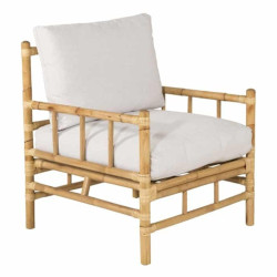 Fauteuil extérieur en bambou avec coussin beige NAKHON