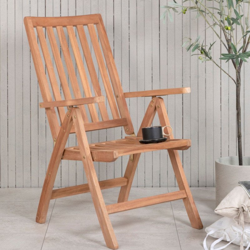 Chaise de jardin ajustable en bois clair EMILY