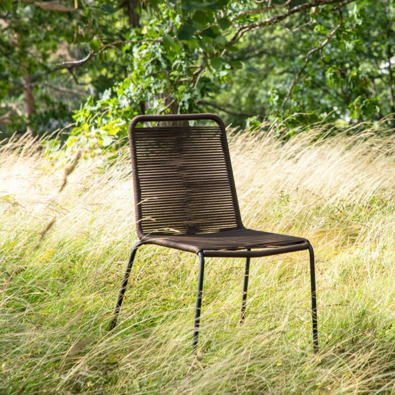 Lot de 2 chaises de jardin marron en métal et corde CYNTHIA