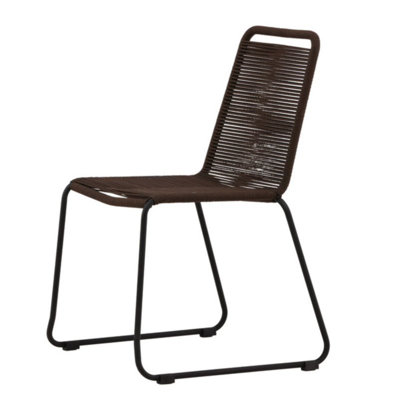 Lot de 2 chaises de jardin marron en métal et corde CYNTHIA