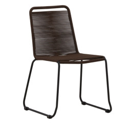 Lot de 2 chaises de jardin marron en métal et corde CYNTHIA