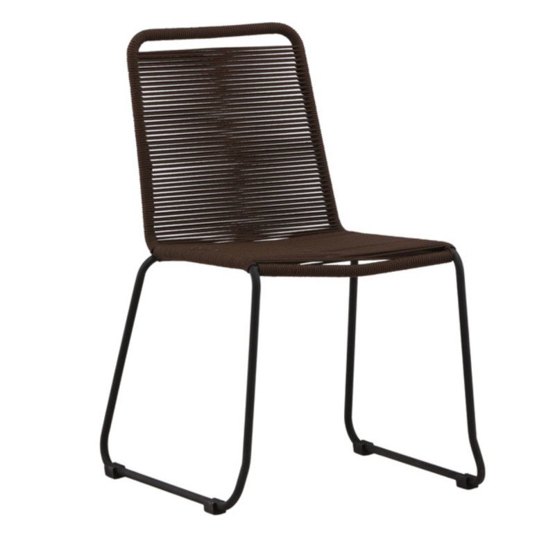 Lot de 2 chaises de jardin marron en métal et corde CYNTHIA