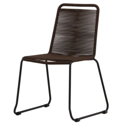 Lot de 2 chaises de jardin marron en métal et corde CYNTHIA