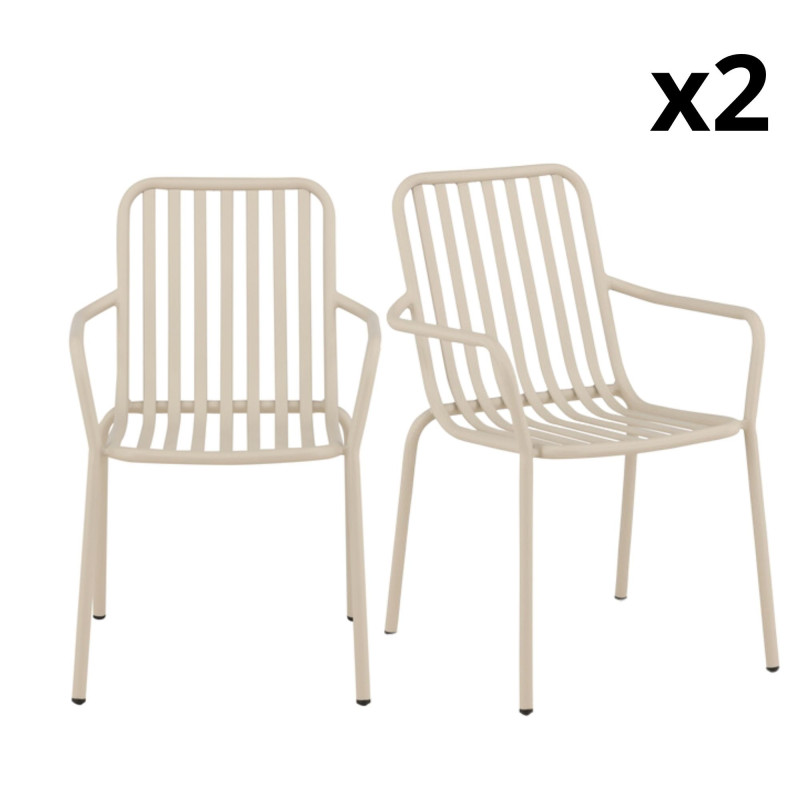 Lot de 2 chaises de jardin moderne en métal PANAMA