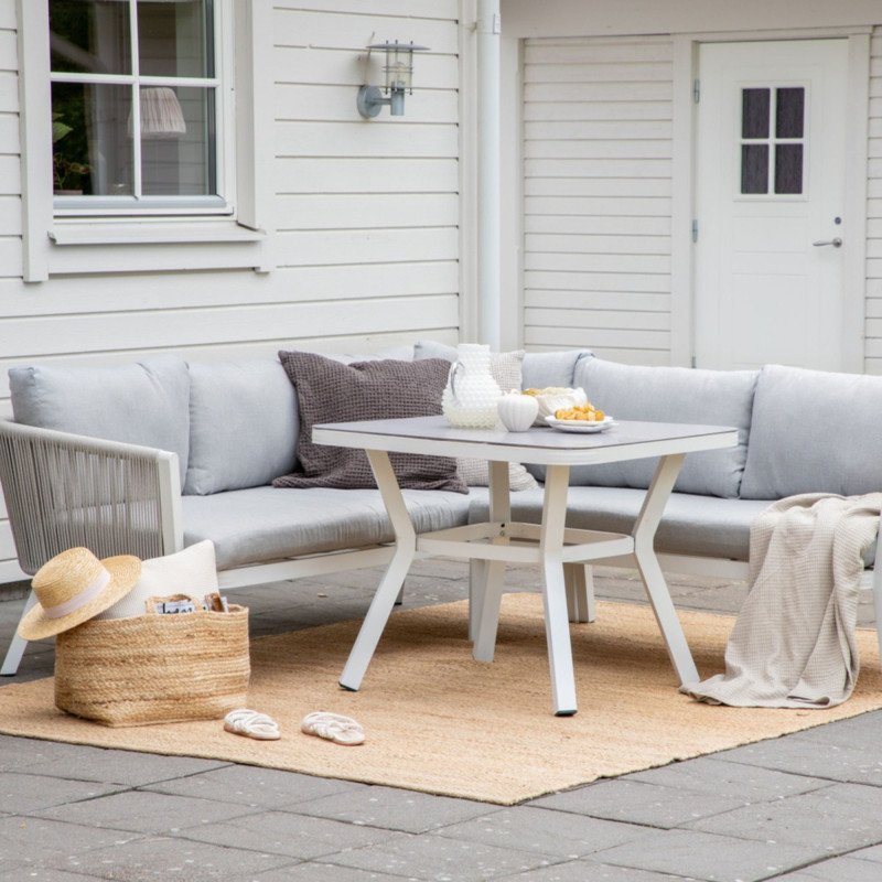 Salon de jardin moderne en bois blanc OLITE