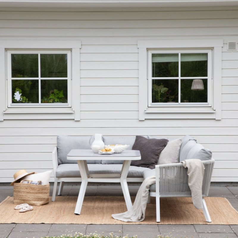 Salon de jardin moderne en bois blanc OLITE