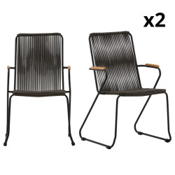 Lot de 2 chaises de jardin design avec assise en cordes BASTIA