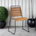 Lot de 2 chaises de jardin en métal noir et bois BUENA