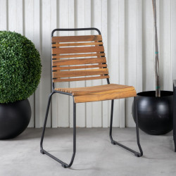 Lot de 2 chaises de jardin en métal noir et bois BUENA