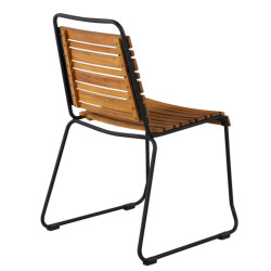 Lot de 2 chaises de jardin en métal noir et bois BUENA