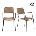 Lot de 2 chaises de jardin en métal et corde KENNA