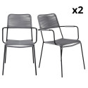 Lot de 2 chaises de jardin en métal et corde KENNA