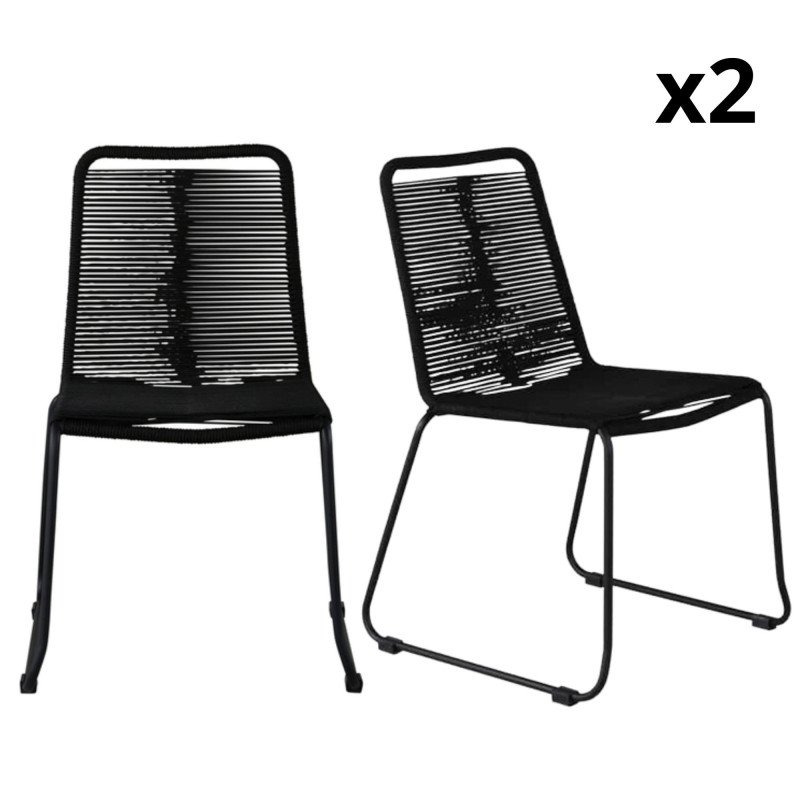 Lot de 2 chaises de jardin assise en corde CLARY