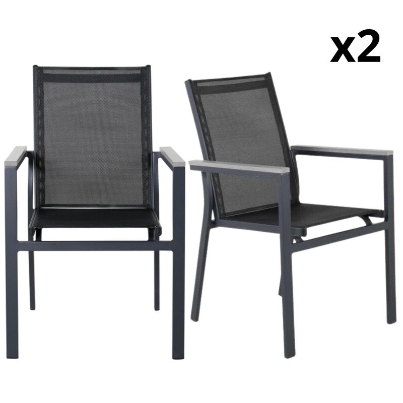 Lot de 2 chaises de jardin avec accoudoirs BECCA