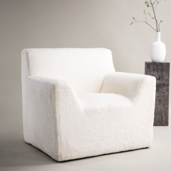 Fauteuil blanc en tissu polaire TIBO