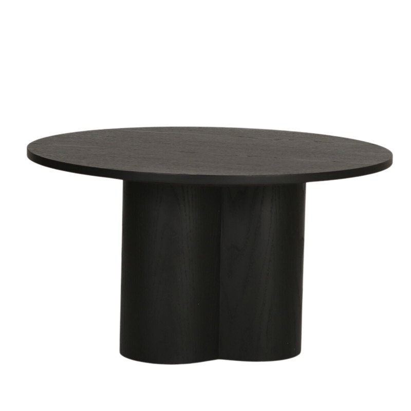 Table basse pieds design central en bois noir ATTAX