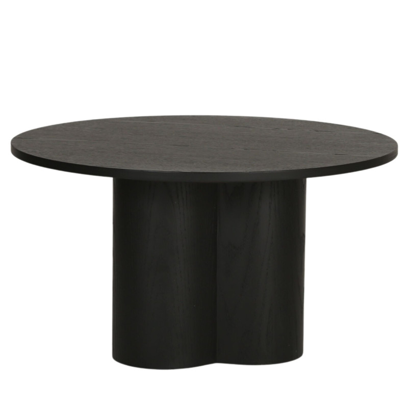 Table basse pieds design central en bois noir ATTAX