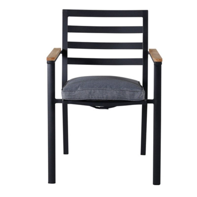 Lot de 2 chaises de jardin en métal noir avec coussin BELINDA