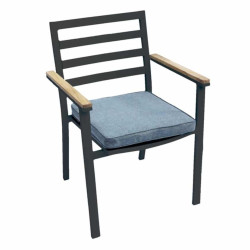 Lot de 2 chaises de jardin en métal noir avec coussin BELINDA