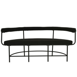 Banc design forme ovale en tissu bouclé noir LEO