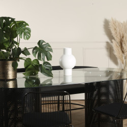 Table à manger design 200x100cm en verre forme ovale LEYZA