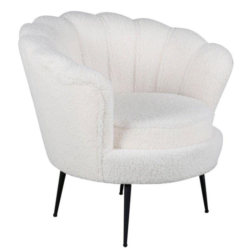 Fauteil blanc tendance en peluche CALVIN