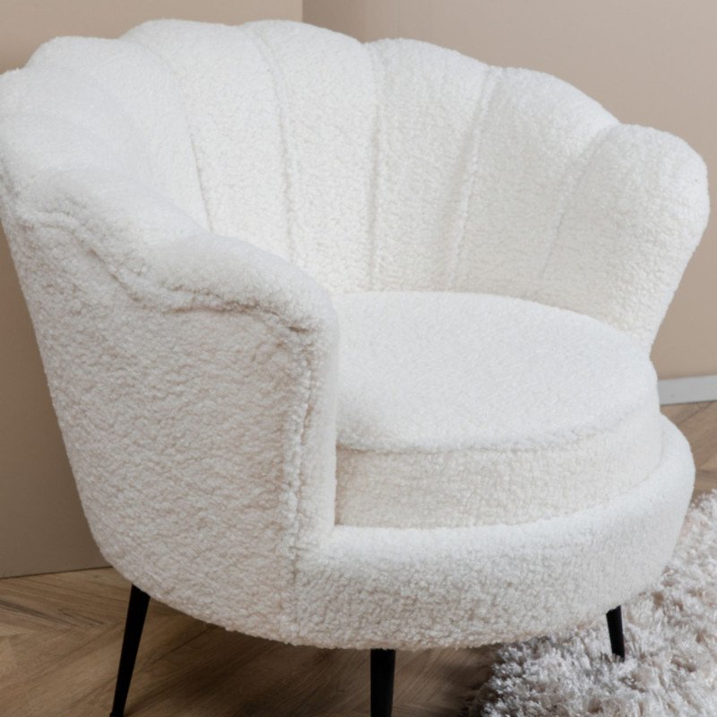 Fauteil blanc tendance en peluche CALVIN