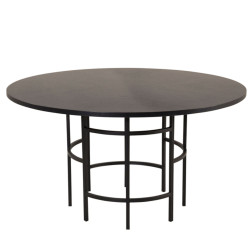 Table à manger moderne cylindrique avec plateau en bois COPPA