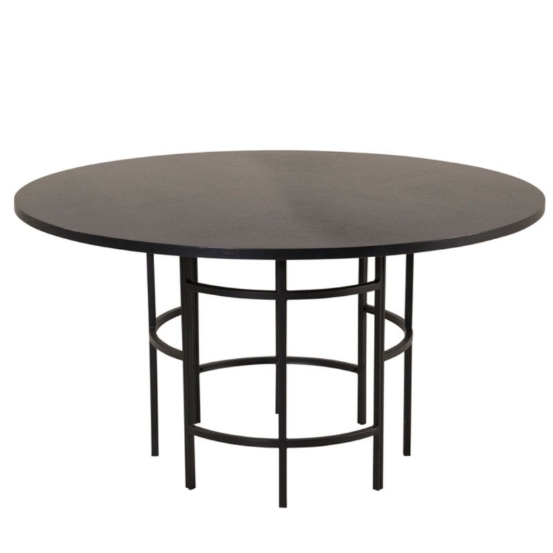 Table à manger moderne cylindrique avec plateau en bois COPPA