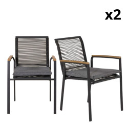 Lot de 2 chaises de jardin modernes avec accoudoirs CHICLAYA