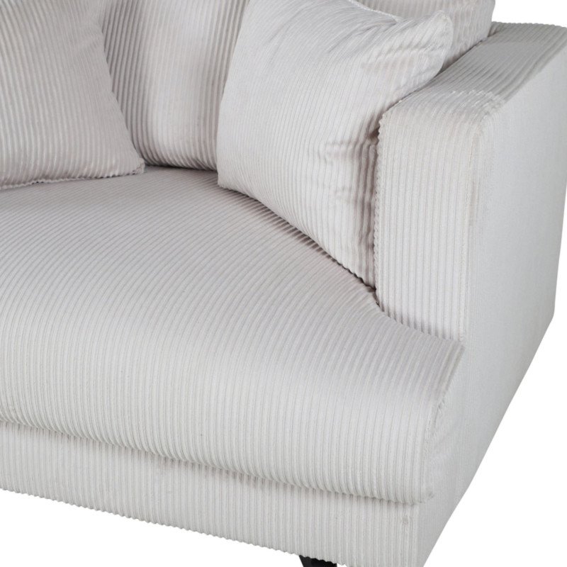 Fauteuil minimaliste beige en velours côtelé MANU