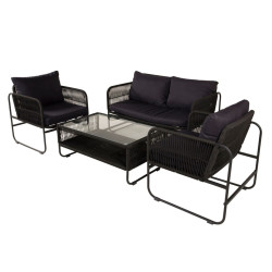 Salon de jardin complet style moderne en tissu CORNILLO