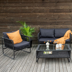 Salon de jardin complet style moderne en tissu CORNILLO