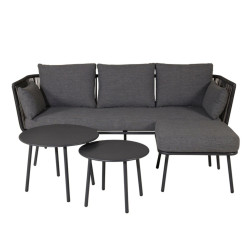 Salon de jardin moderne en tissu gris GILIANO