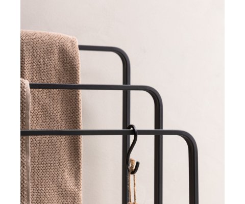 Porte-serviettes minimaliste 3 barres en métal noir BRAMO