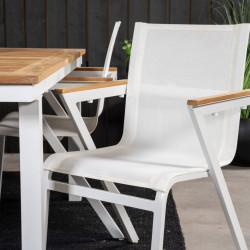 Lot de 2 chaises de jardin design en métal et tissu blanc MERIDA