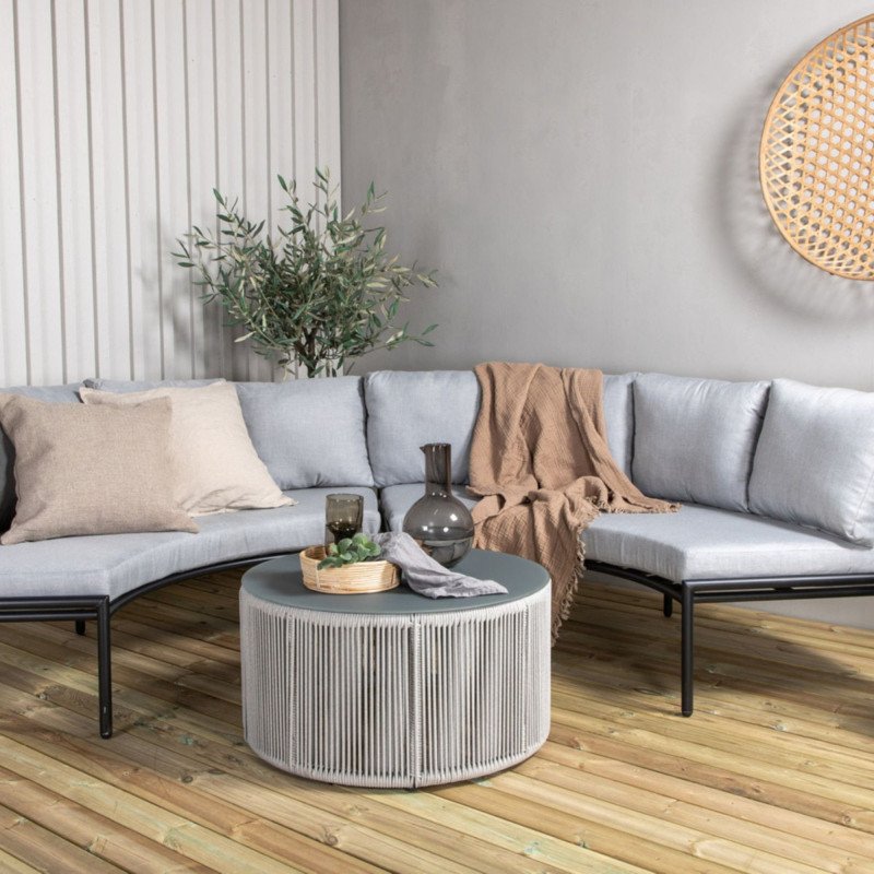 Salon de jardin moderne demi cercle en tissu gris TOMAR