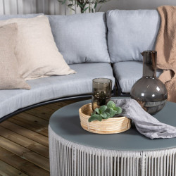 Salon de jardin moderne demi cercle en tissu gris TOMAR