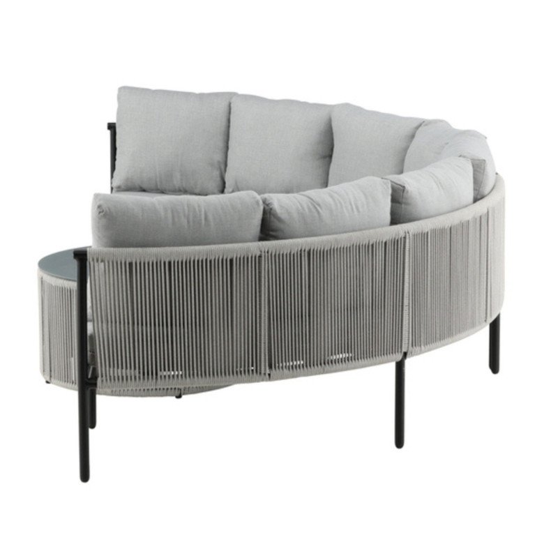 Salon de jardin moderne demi cercle en tissu gris TOMAR