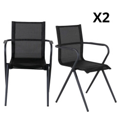 Lot de 2 chaises de jardin design avec accoudoirs TACNA