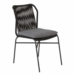 Lot de 4 chaises de jardin en corde noire PIURA