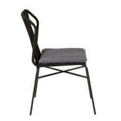 Lot de 4 chaises de jardin en corde noire PIURA